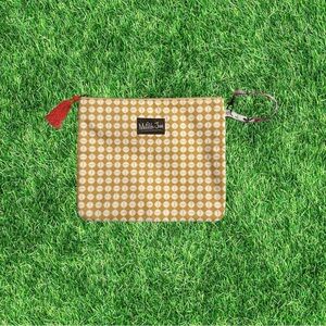 Matilda Jane Gold and White Geometric Floral Zip Tassel Bag